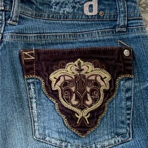 d. jeans Blue Denim with Brown Embroidery